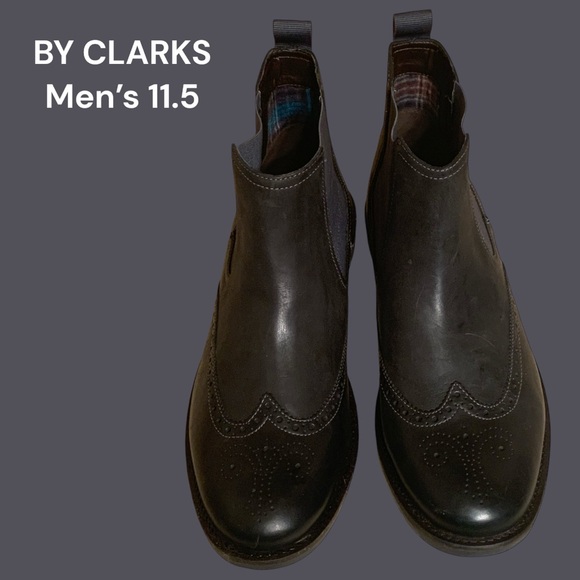 Men’s Clarks Hommes | Slip-On Boots 
Sz 11.5 | Black Leather | Wing Tips - Picture 1 of 10
